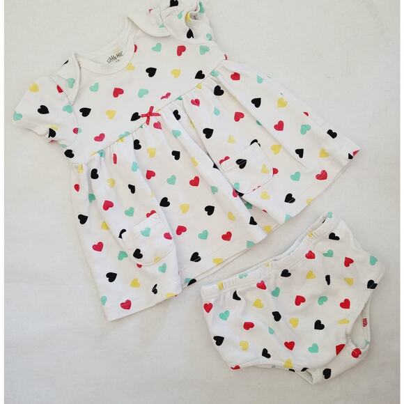 Little Me cotton heart dress / bloomers 3M - Picture 1 of 4